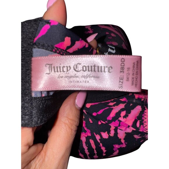 Juicy Couture Hot Pink & Black Tie-Dye Bra 38DD Sexy Wild Fun Cute Punk Rock Y2K - Picture 4 of 5